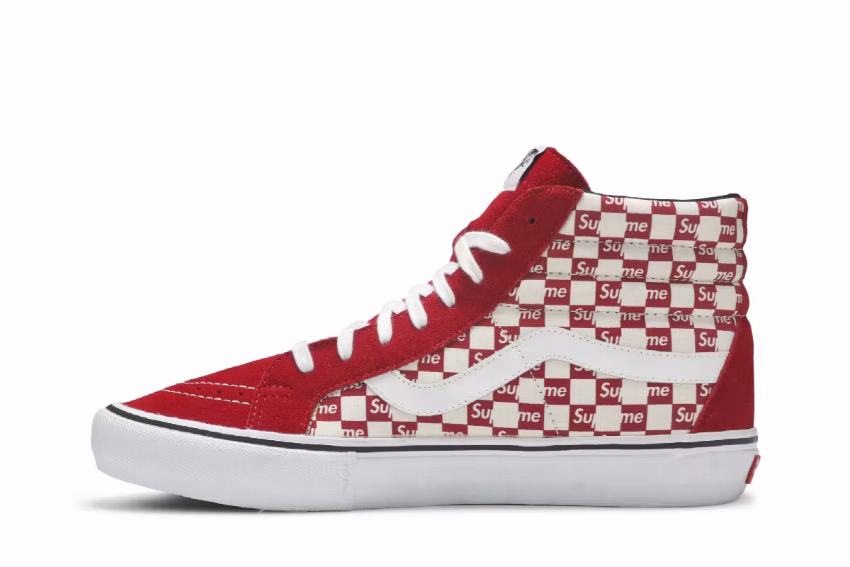 Supreme x Vans Sk8-Hi Pro Checkered Red, view 4