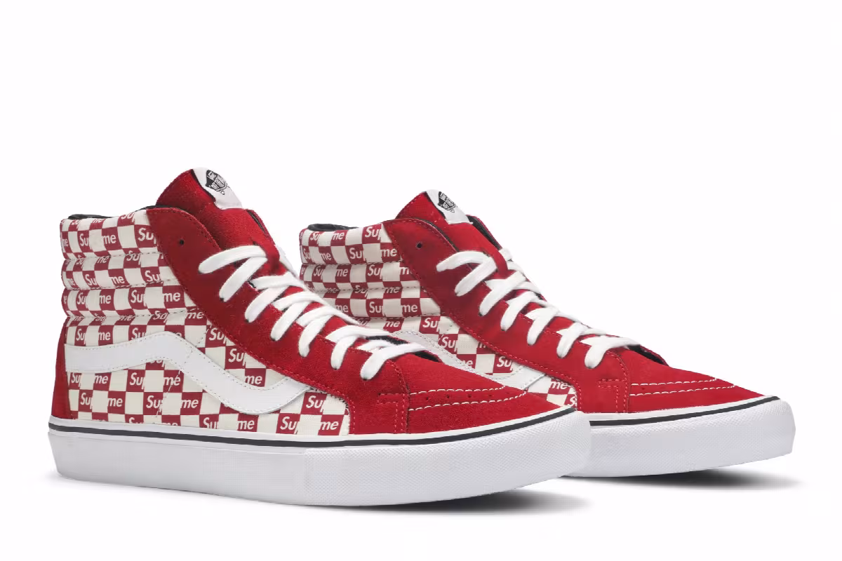 Supreme x Vans Sk8-Hi Pro Checkered Red, view 9