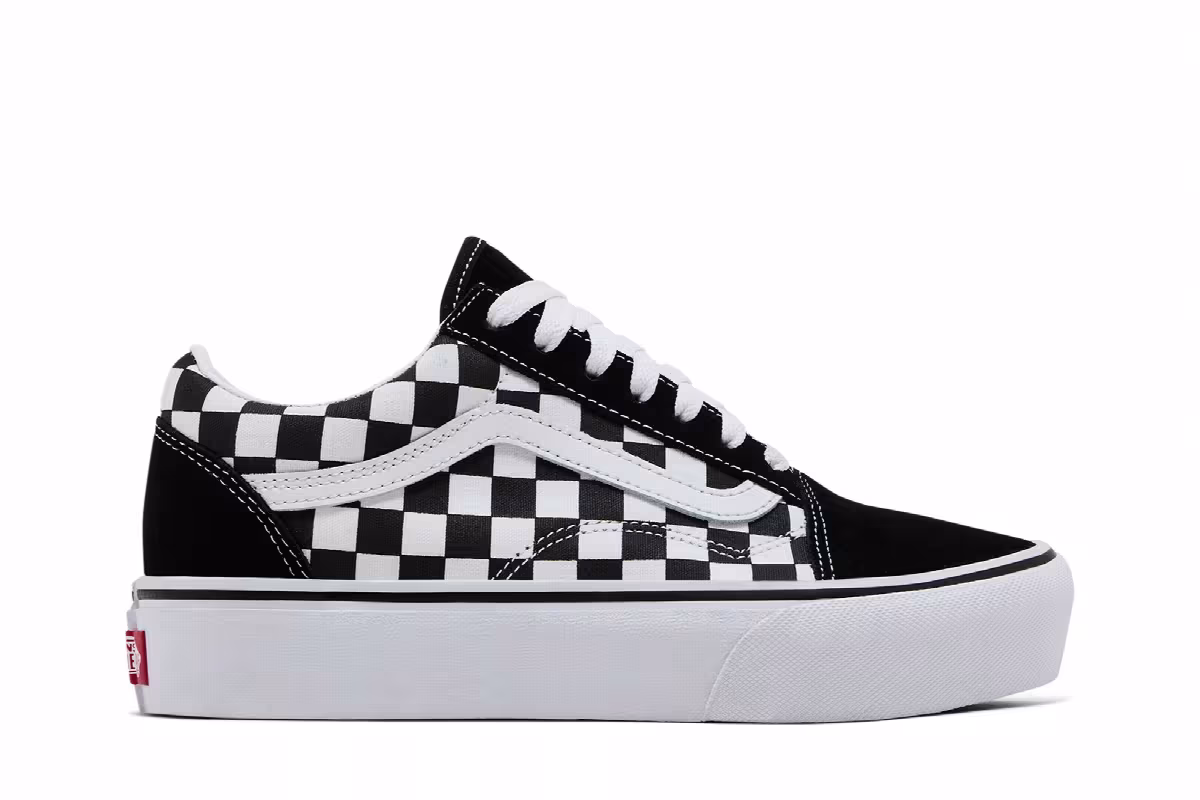 Vans Old Skool Platform Black White Checkerboard, view 2