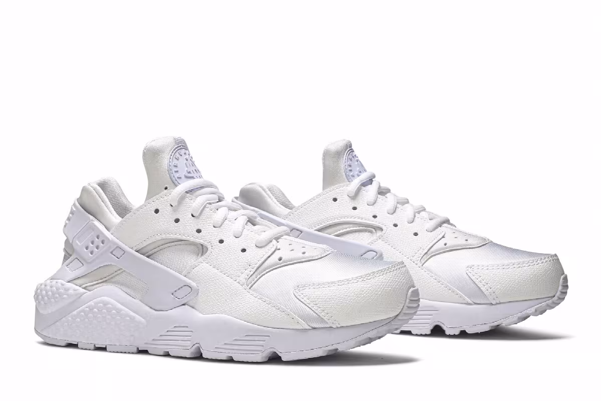 Nike Women's Air Huarache Run Triple White, view 9