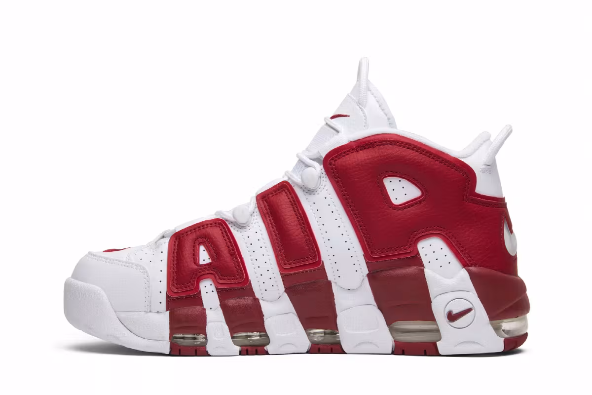 Nike Air More Uptempo White Red, view 4