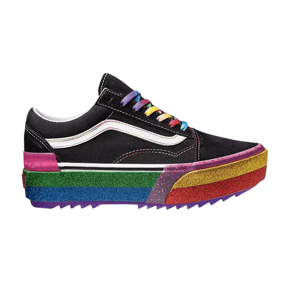 Vans Old Skool Stacked Glitter - Black Rainbow