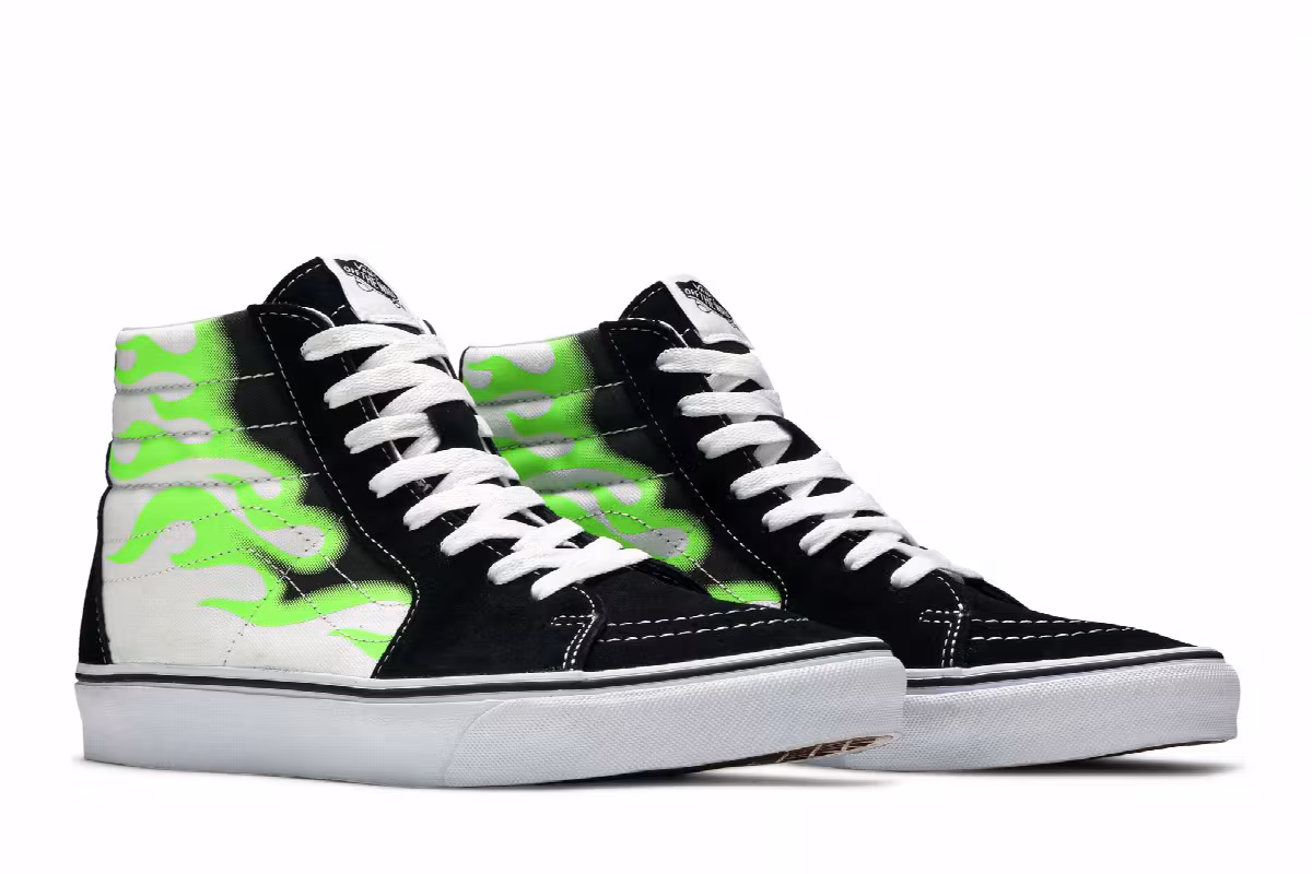 Vans Sk8-Hi Flame Black White, view 9