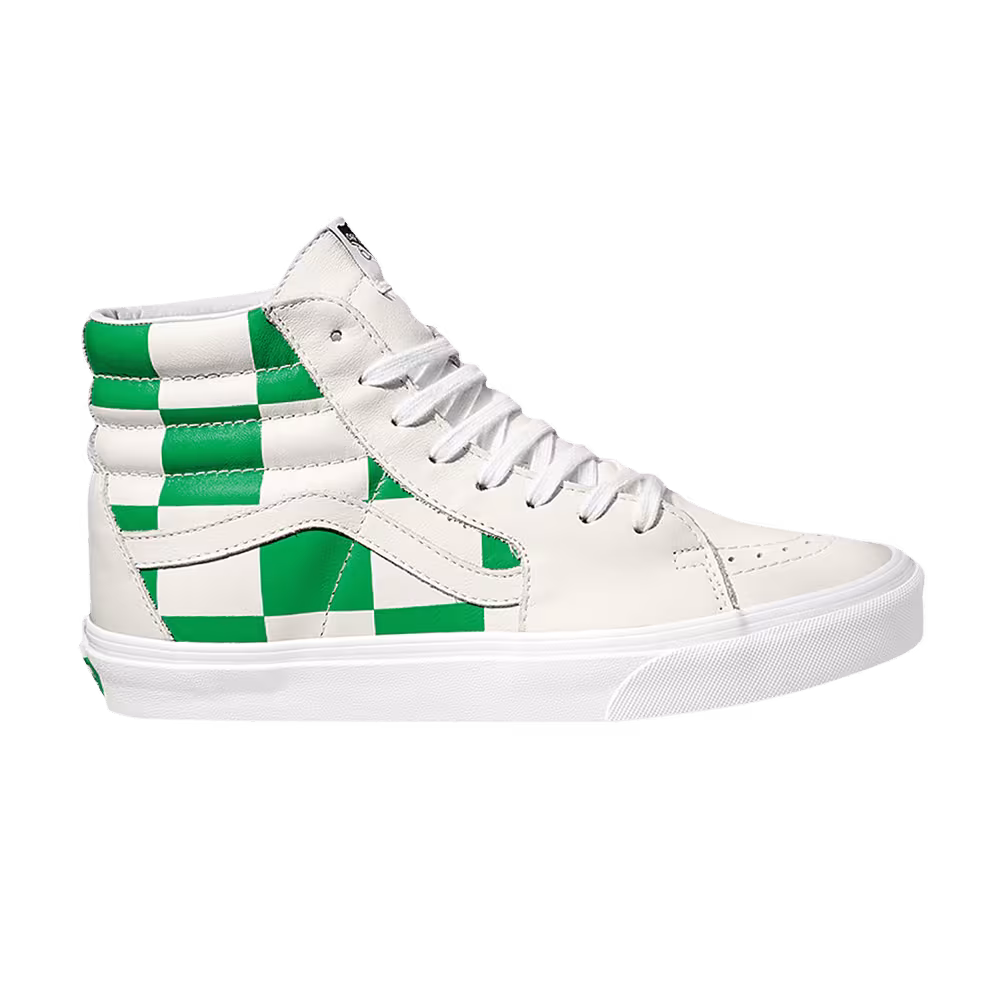 Vans Sk8-Hi Leather Check - True White Fern Green
