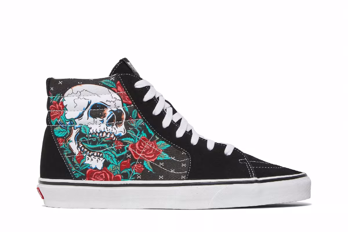 Vans Sk8-Hi Rose Skulls, view 2