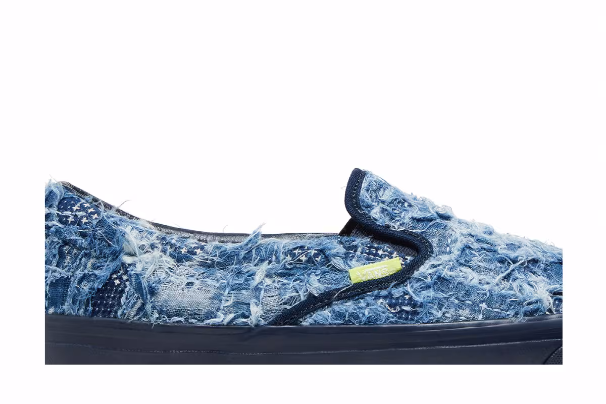 FDMTL x Vans OG Classic Slip-On LX Distressed Indigo, view 3