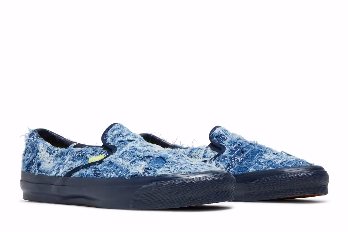 FDMTL x Vans OG Classic Slip-On LX Distressed Indigo, view 9