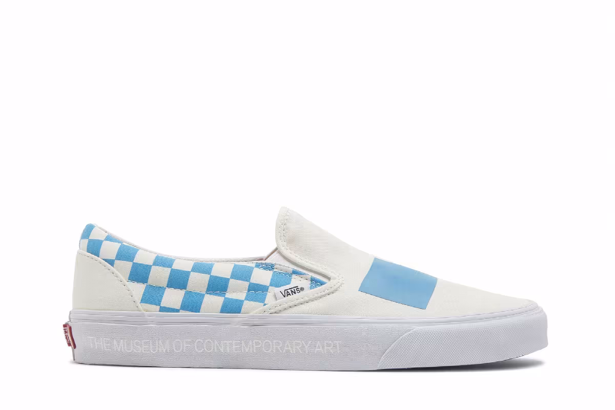 MOCA x Vans Classic Slip-On Checkerboard - Cyan, view 2