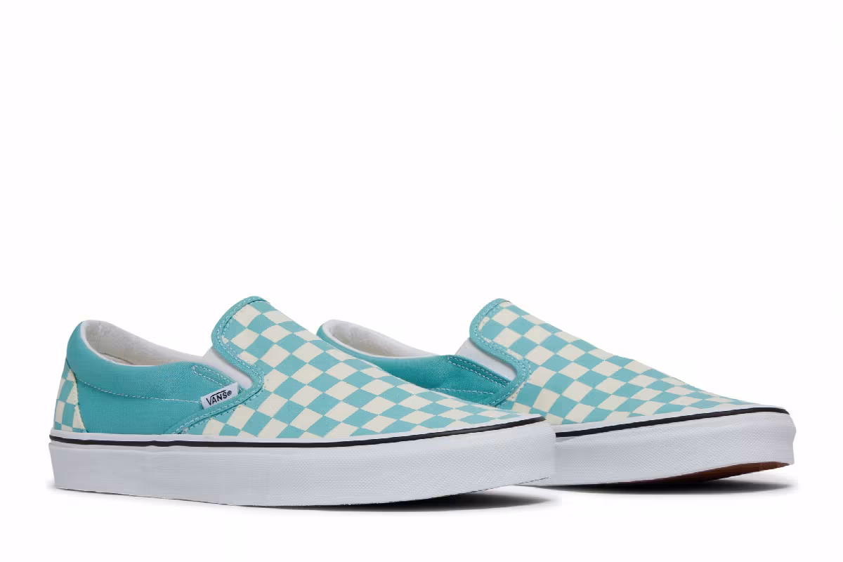 Vans Classic Slip-On Aqua Haze Checkerboard, view 9