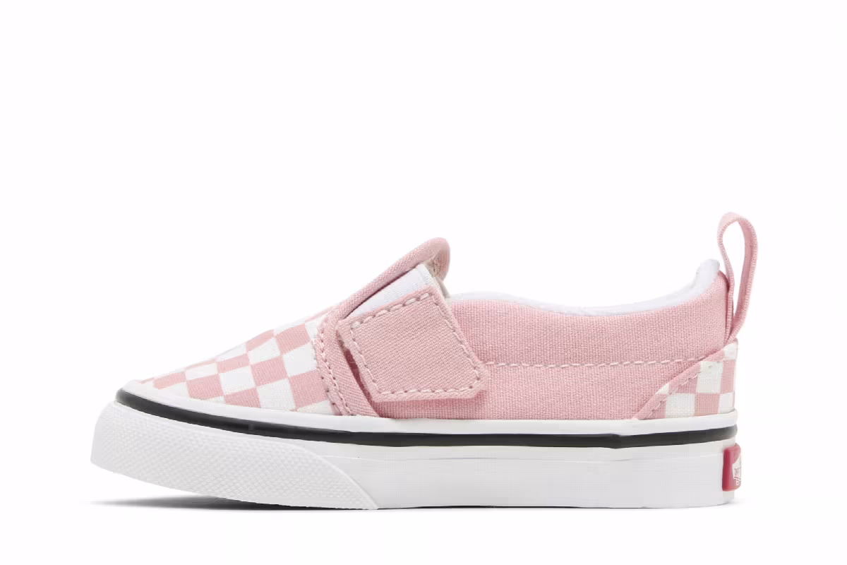 Vans Slip-On Velcro Toddler Powder Pink Checkerboard, view 4