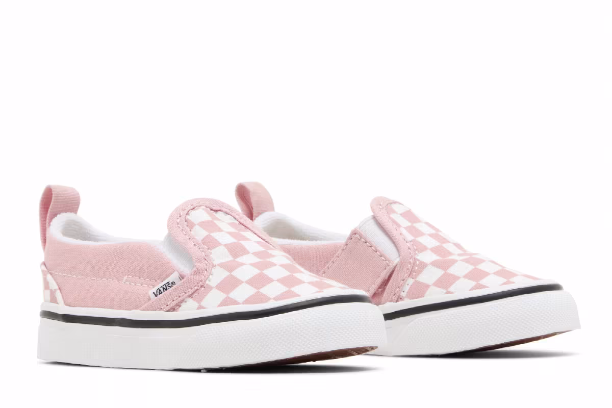Vans Slip-On Velcro Toddler Powder Pink Checkerboard, view 9