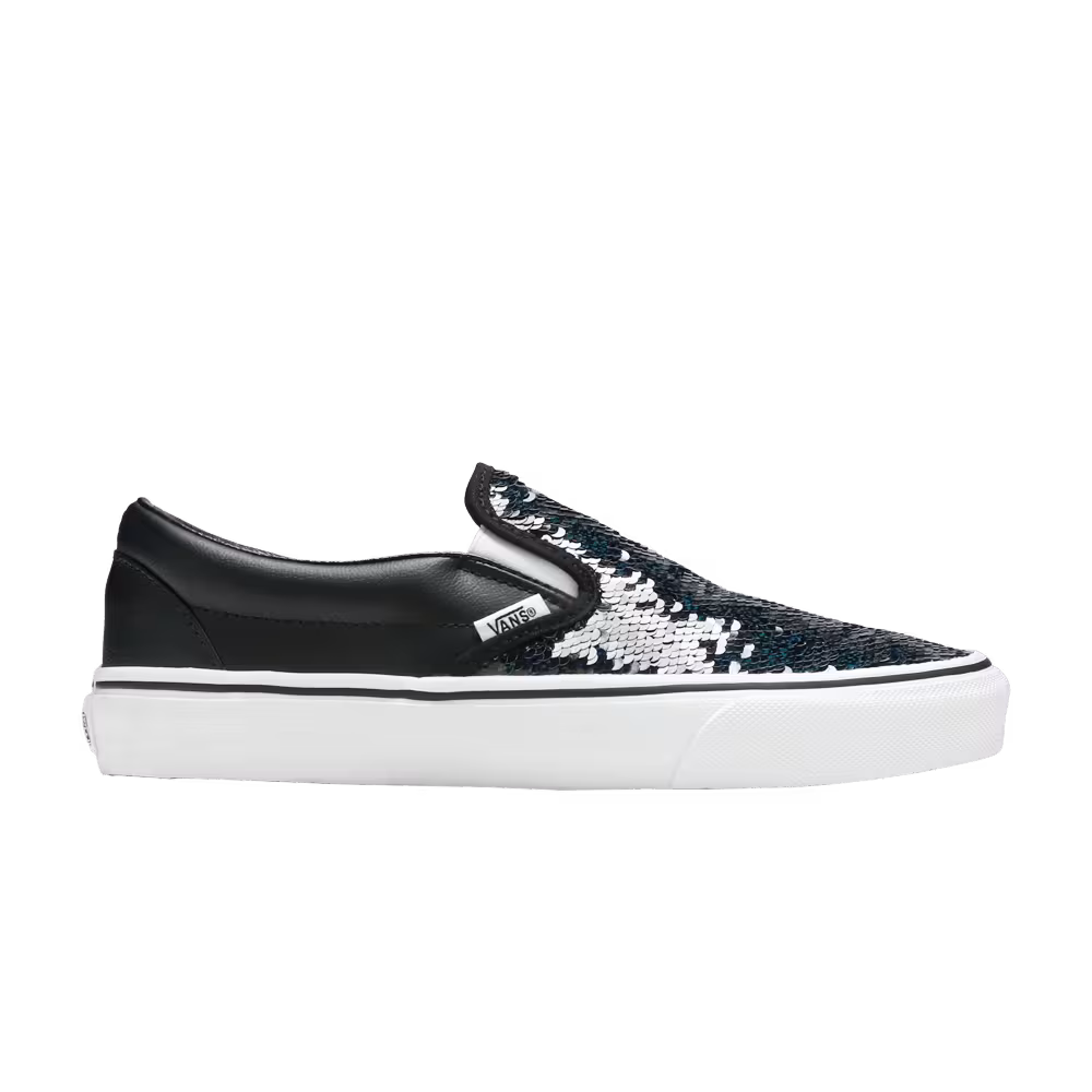 Vans Women's Classic Slip-On Flipping Sequins - Black Checkerboard