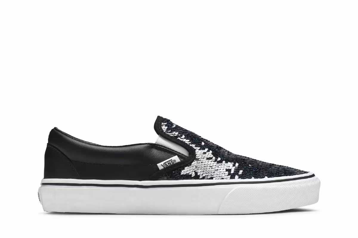Vans Women's Classic Slip-On Flipping Sequins - Black Checkerboard, view 2