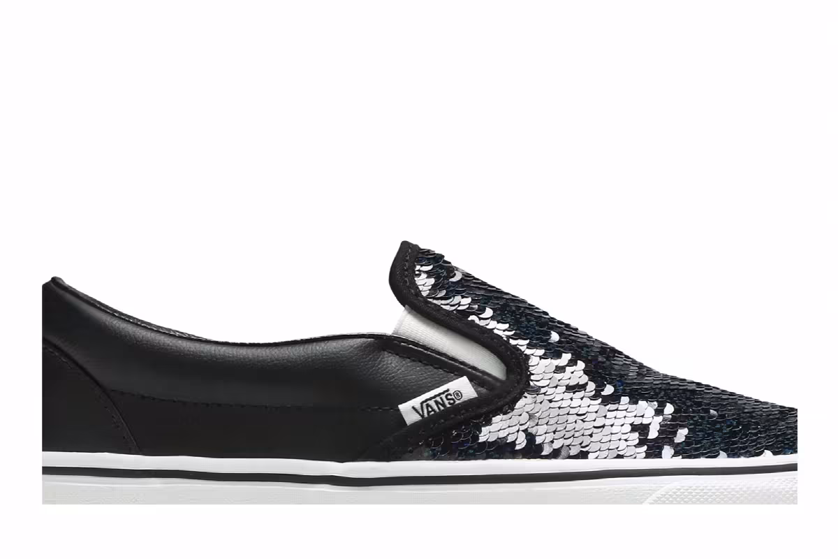 Vans Women's Classic Slip-On Flipping Sequins - Black Checkerboard, view 3