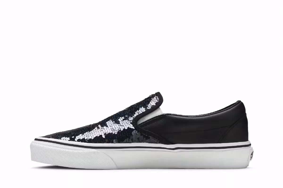 Vans Women's Classic Slip-On Flipping Sequins - Black Checkerboard, view 4