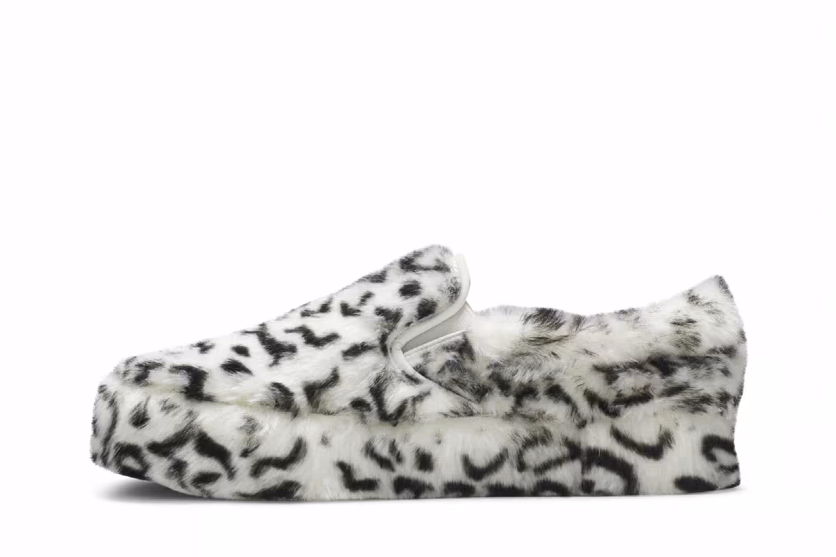Sandy Liang x Vans Women's Classic Slip-On Platform Fuxxy Leopard, view 4