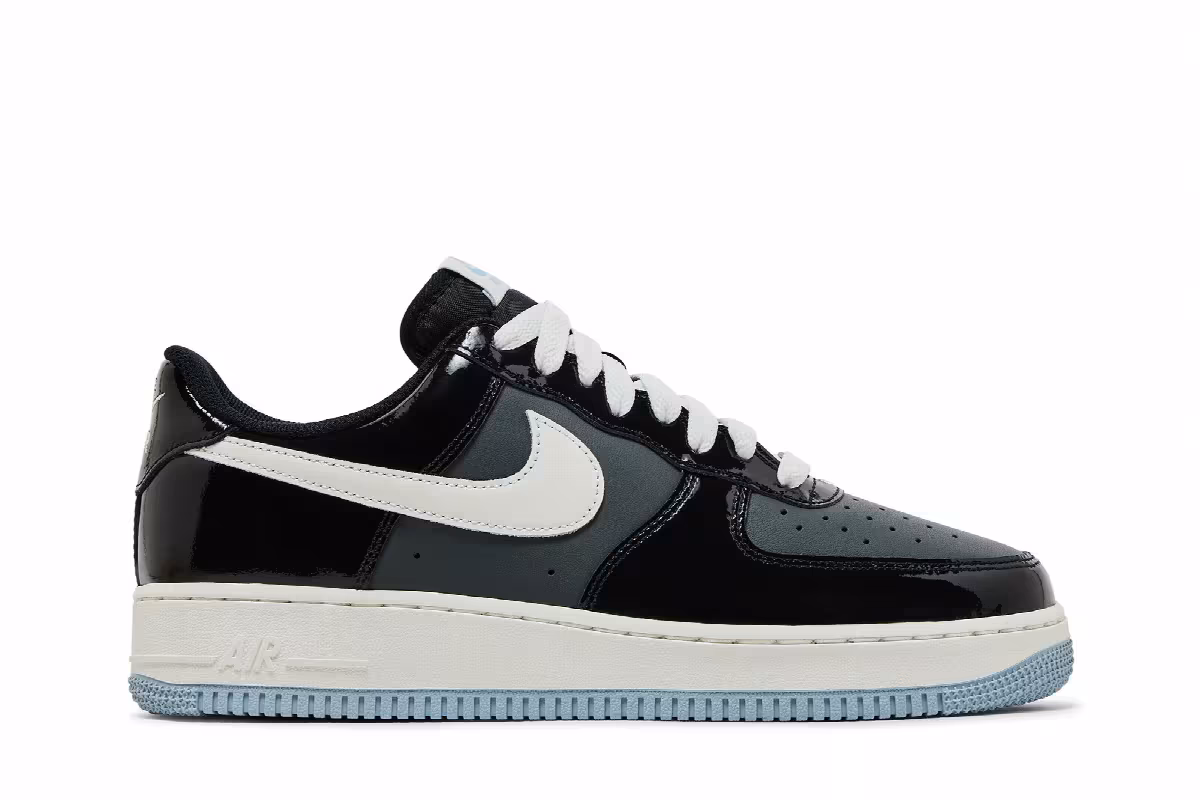 Nike Air Force 1 Low Black Iron Grey Patent, view 2