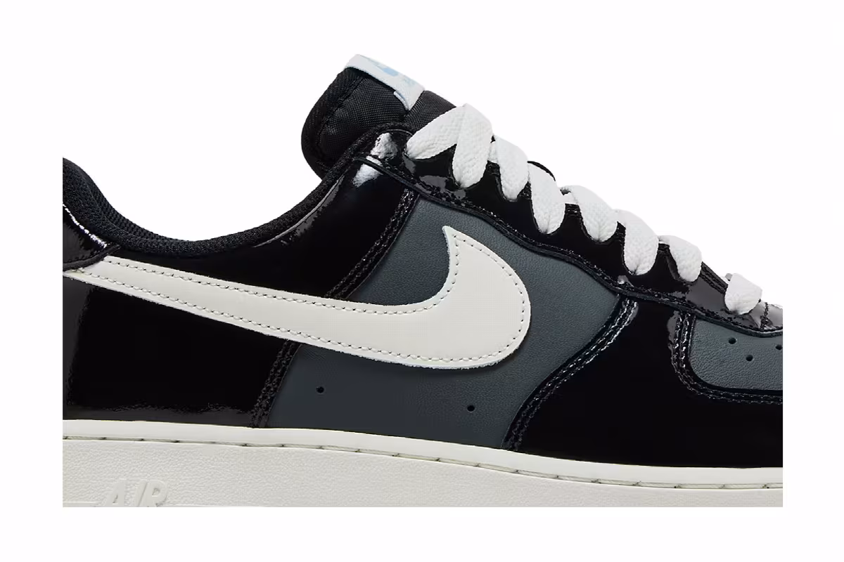 Nike Air Force 1 Low Black Iron Grey Patent, view 3