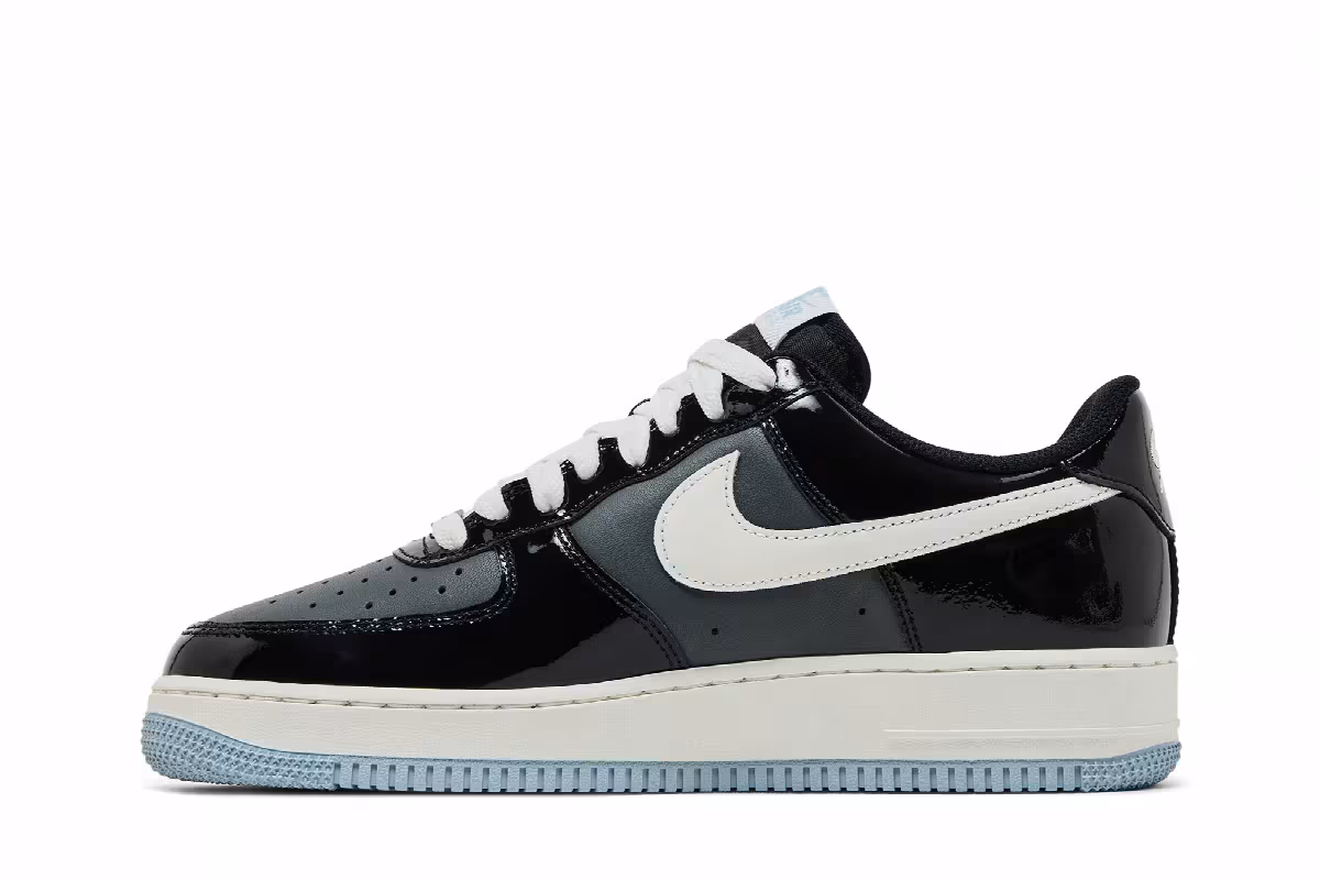 Nike Air Force 1 Low Black Iron Grey Patent, view 4