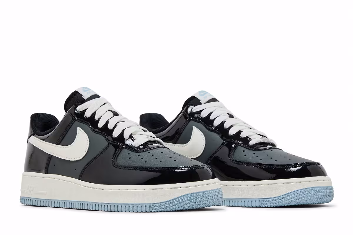 Nike Air Force 1 Low Black Iron Grey Patent, view 9