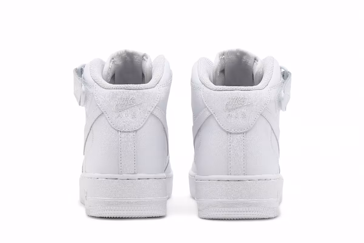 Nike Men's Air Force 1 Mid Triple White, view 7