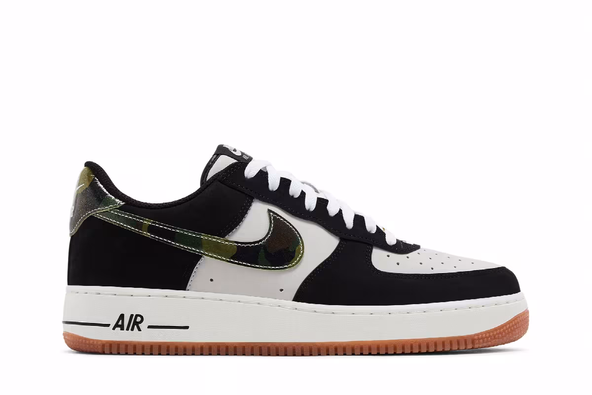 Nike Air Force 1 Low Black Patent Camo Swoosh, view 2