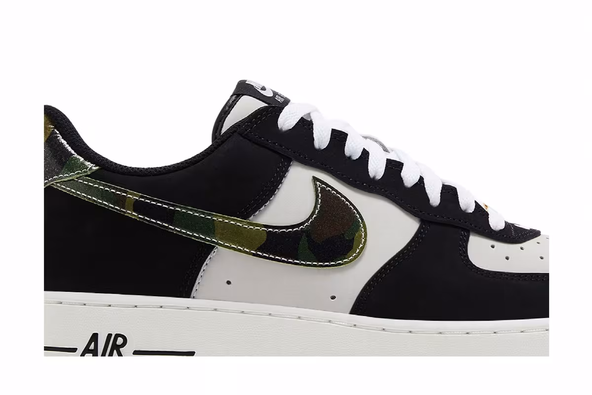 Nike Air Force 1 Low Black Patent Camo Swoosh, view 3