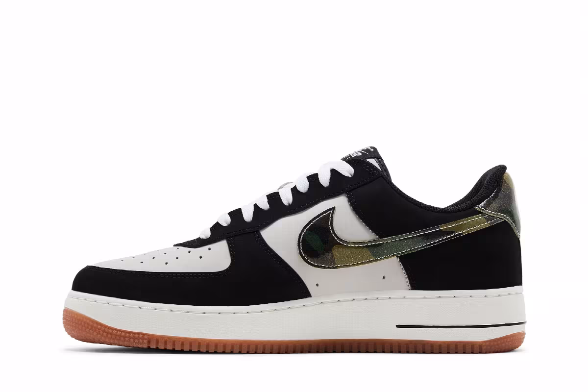 Nike Air Force 1 Low Black Patent Camo Swoosh, view 4