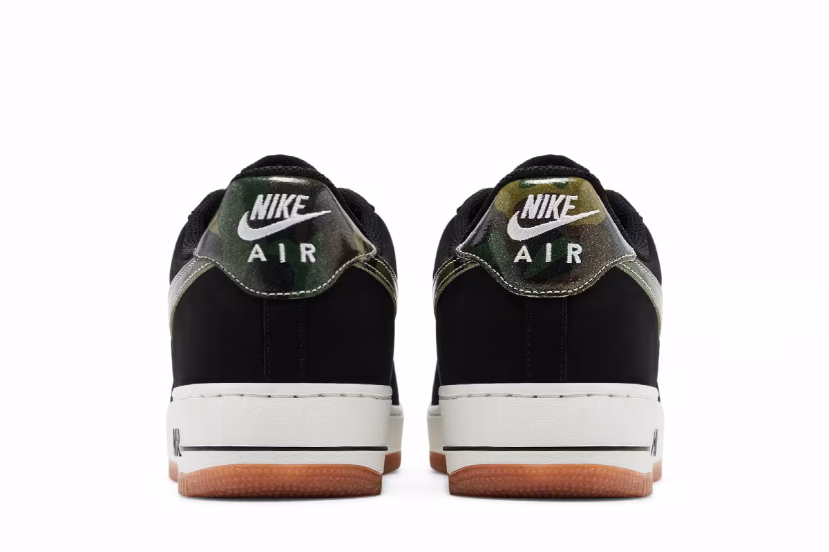 Nike Air Force 1 Low Black Patent Camo Swoosh, view 7