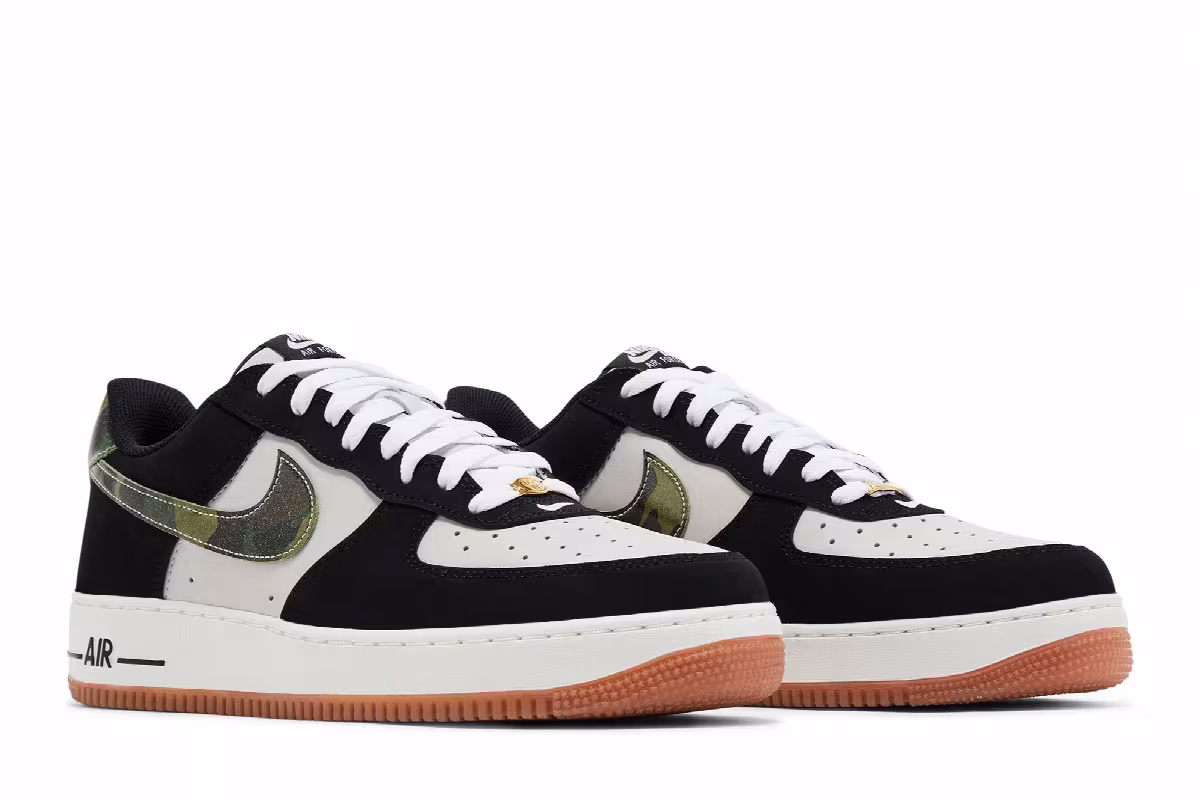 Nike Air Force 1 Low Black Patent Camo Swoosh, view 9