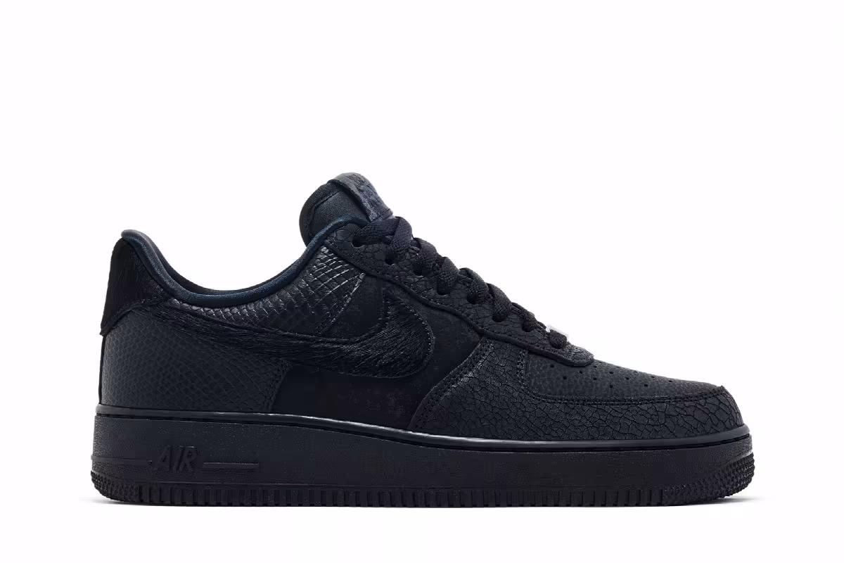 Nike Air Force 1 Low 07 LX Black Pony Hair Snakeskin, view 2