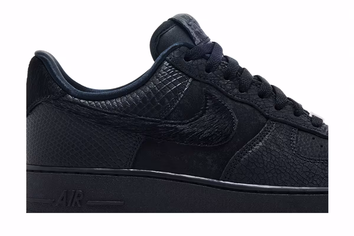 Nike Air Force 1 Low 07 LX Black Pony Hair Snakeskin, view 3