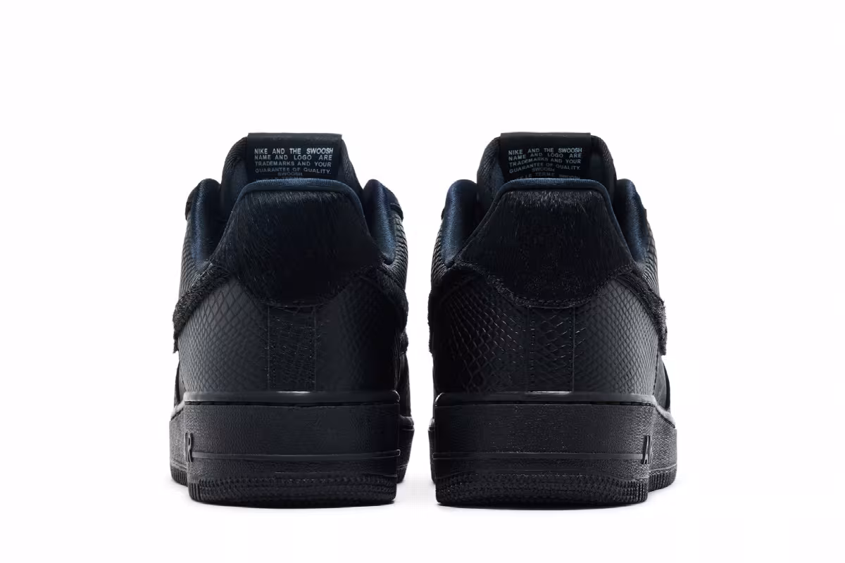 Nike Air Force 1 Low 07 LX Black Pony Hair Snakeskin, view 7