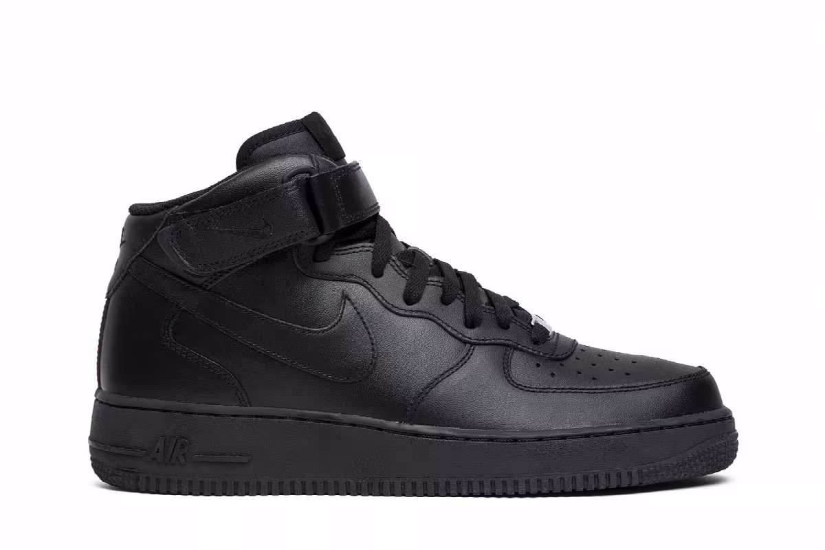 Nike Air Force 1 Mid Triple Black, view 2