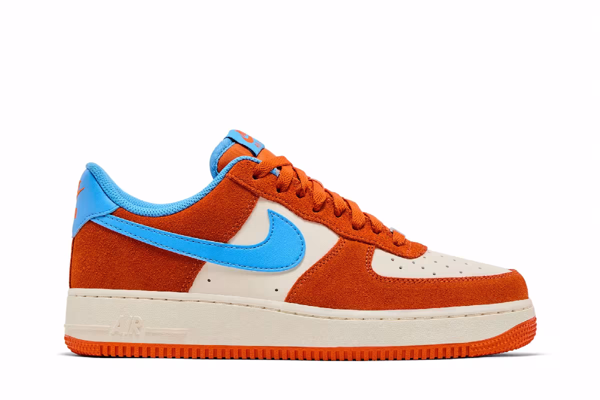 Nike Air Force 1 Safety Orange University Blue, view 2