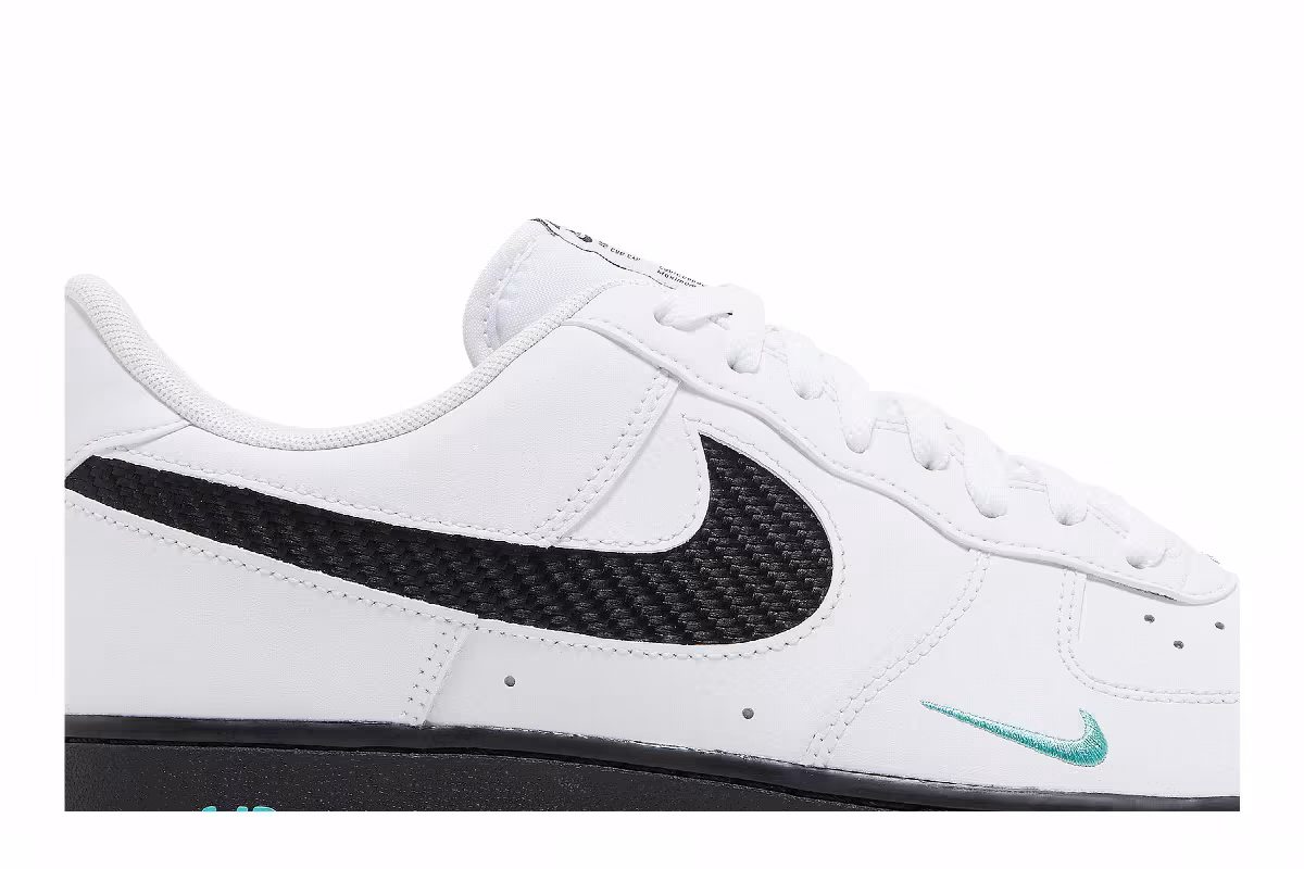 Nike Air Force 1 White Black Teal, view 3