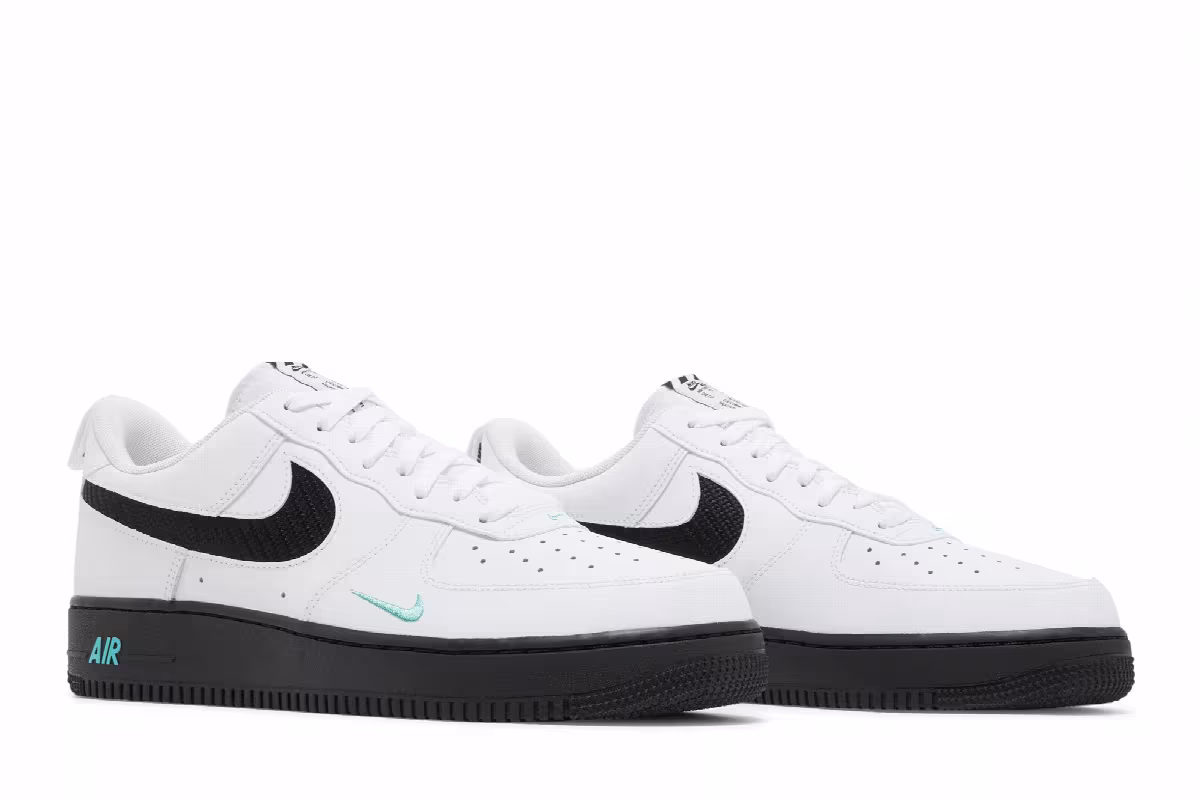 Nike Air Force 1 White Black Teal, view 9