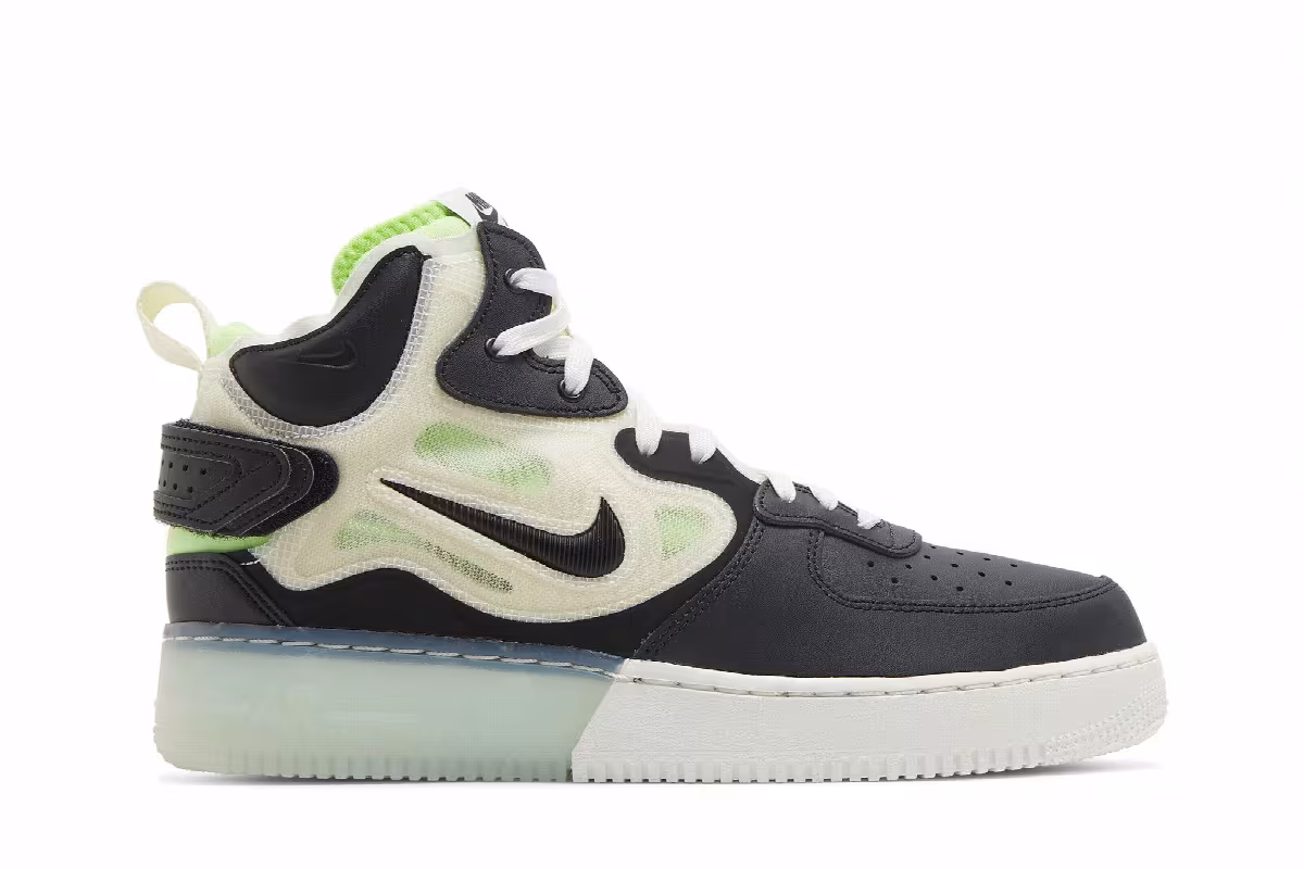 Nike Air Force 1 Mid React Black Neon, view 2