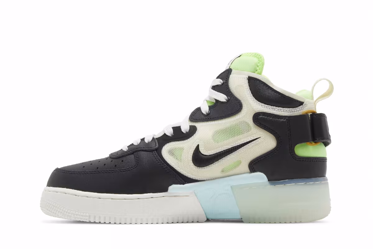 Nike Air Force 1 Mid React Black Neon, view 4