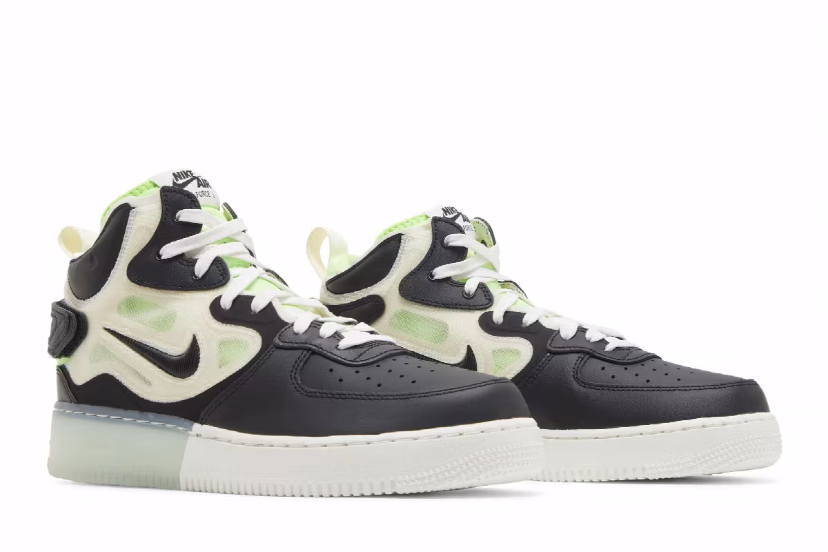Nike Air Force 1 Mid React Black Neon, view 9