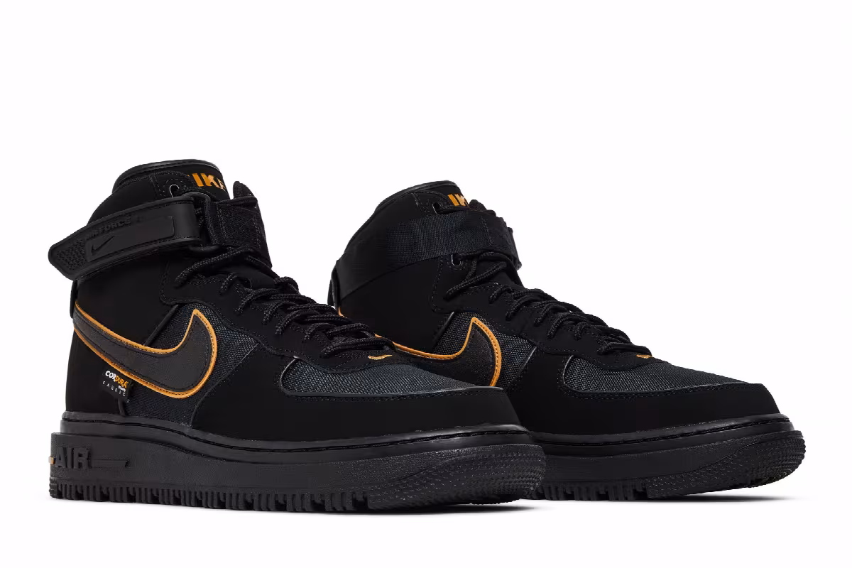 Nike Air Force 1 Boot Black University Gold, view 9