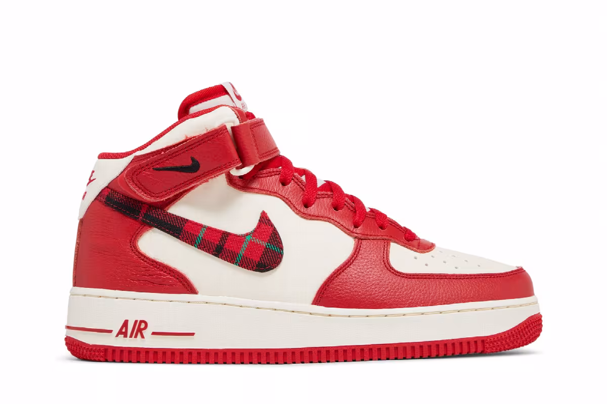 Nike Air Force 1 Mid Red Plaid, view 2