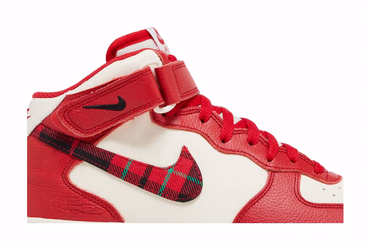Nike Air Force 1 Mid Red Plaid, view 3