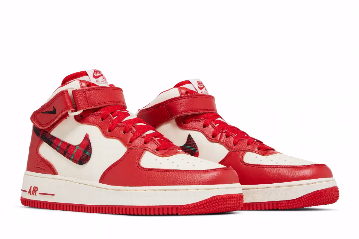 Nike Air Force 1 Mid Red Plaid, view 9