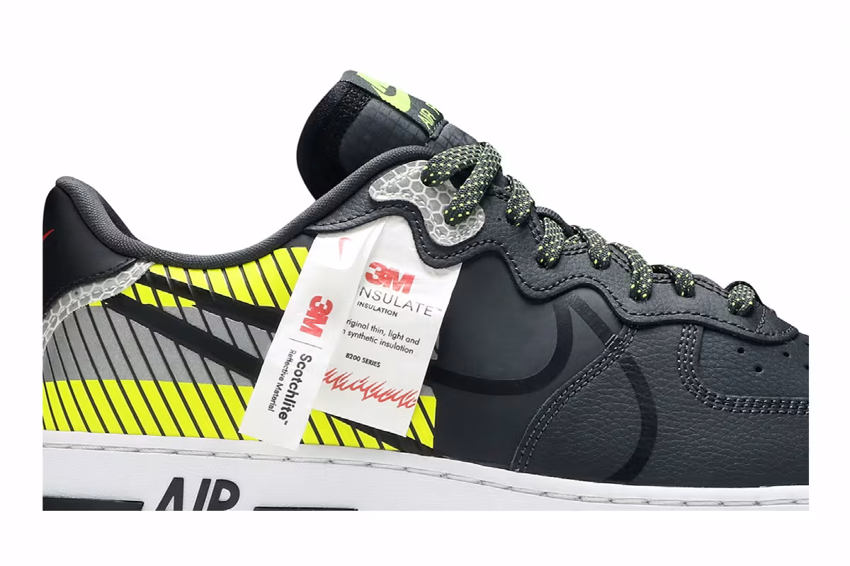 3M x Nike Air Force 1 React LX Anthracite Volt, view 3