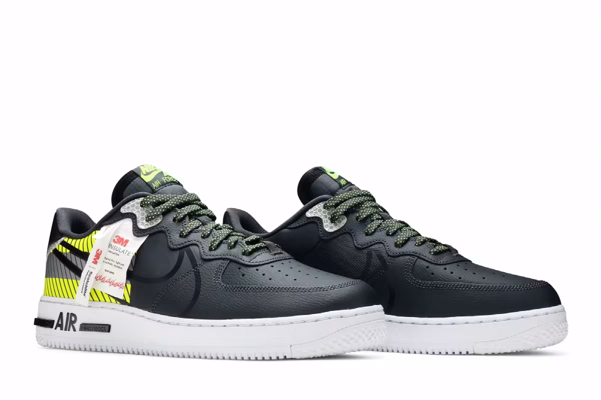 3M x Nike Air Force 1 React LX Anthracite Volt, view 9