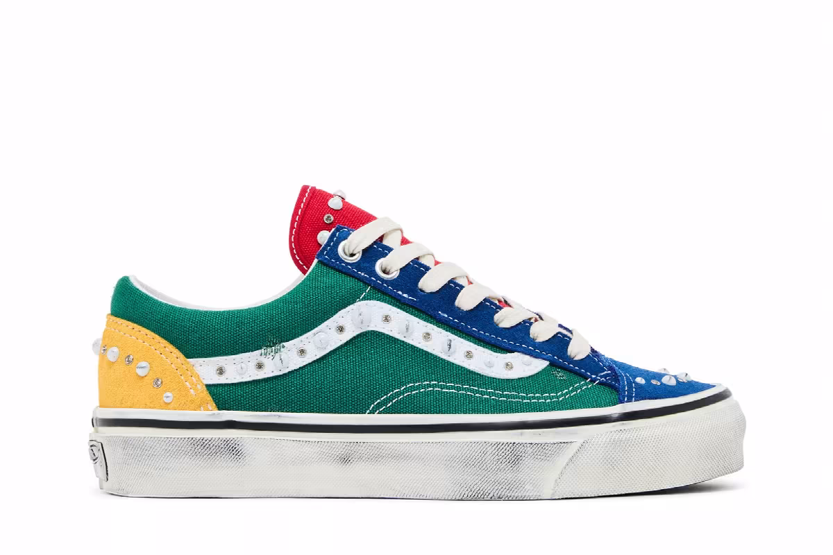 Vans Premium Old Skool 36 Pearlized Yacht Club Big Kids Green/Multicolor, view 2