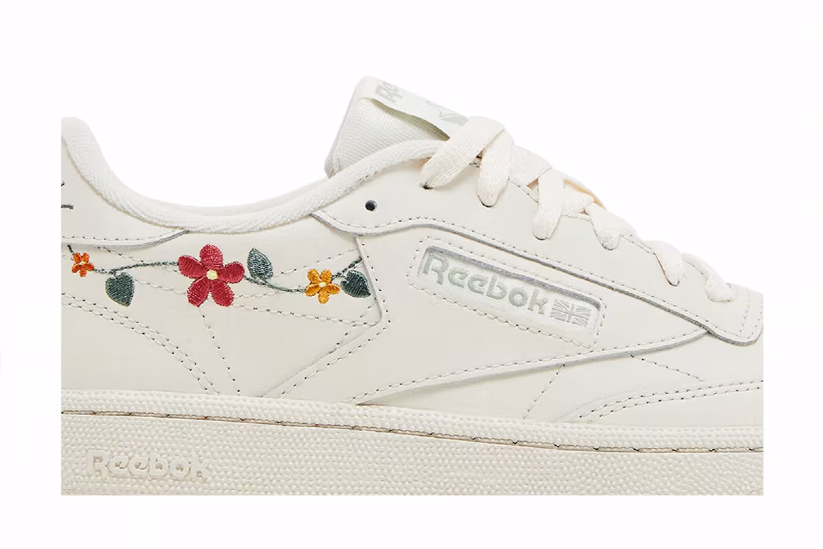 Reebok Women's Club C 85 Embroidered Floral - Bone Vintage Green, view 3