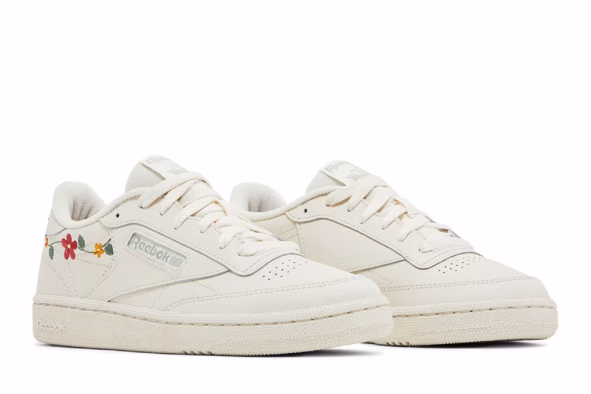 Reebok Women's Club C 85 Embroidered Floral - Bone Vintage Green, view 9