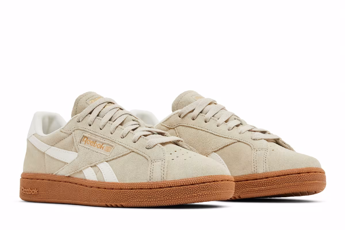 Reebok Women's Club C Grounds UK Classic Beige Chalk Gum, view 9